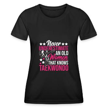 Ne sous-estimez jamais une vieille femme Taekwondo - T-shirt sport Femme - noir - Devant - AI Model Female 172 light (172cm)