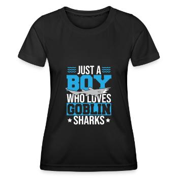 Just a boy who loves goblin sharks - Women's Functional T-Shirt - black - Front - AI Model Female 172 light (172cm)