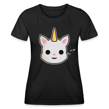 Katze Einhorn Maske Fasching Karneval - Frauen Funktions-T-Shirt - Schwarz - Vorne - AI Model Female 172 light (172cm)