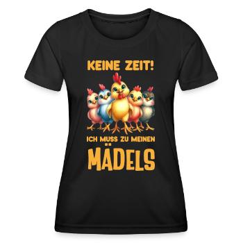 Keine Zeit ich muss zu meinen Mädels Hühner - Frauen Funktions-T-Shirt - Schwarz - Vorne - AI Model Female 172 light (172cm)