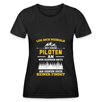 Pilot Flugzeug Fliegen Flieger Segeln Flug - Frauen Funktions-T-Shirt - Schwarz - Vorne - AI Model Female 172 light (172cm)