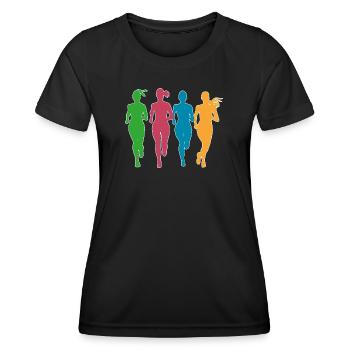 Joggerinnen in Action - Frauen Funktions-T-Shirt - Schwarz - Vorne - AI Model Female 172 light (172cm)