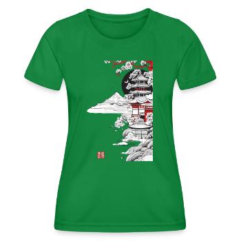 Japanese Temple - Women's Functional T-Shirt - kelly green - Front - AI Model Female 172 dark (172cm)