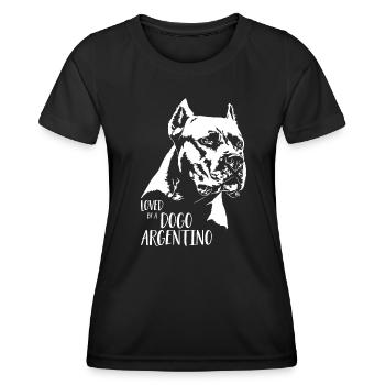 Aimé par un chien Dogo Argentino disant Wilsigns - T-shirt sport Femme - noir - Devant - AI Model Female 172 light (172cm)