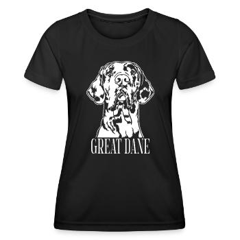 Great Dane Harlequin Portrait Hunde Wilsigns - Frauen Funktions-T-Shirt - Schwarz - Vorne - AI Model Female 172 light (172cm)