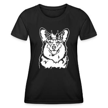 Corgi Crown King Queen Dog Dogs Wilsigns - T-shirt sport Femme - noir - Devant - AI Model Female 172 light (172cm)