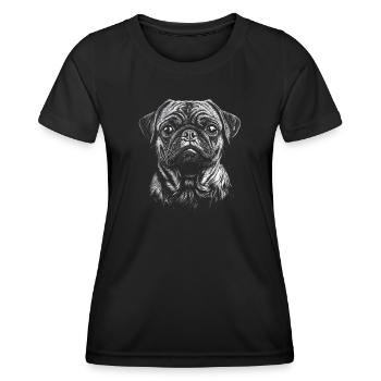 Pug Portrait Dog Dog - Women's Functional T-Shirt - black - Front - AI Model Female 172 light (172cm)