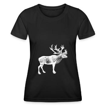 Hirsch Elch Geweih Hirschkopf Jäger Moose - Frauen Funktions-T-Shirt - Schwarz - Vorne - AI Model Female 172 light (172cm)
