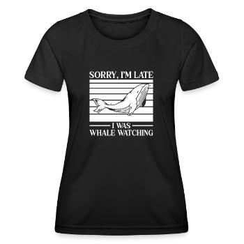 Sorry I´m Late I Was Whale Watching Biologist - Frauen Funktions-T-Shirt - Schwarz - Vorne - AI Model Female 172 light (172cm)