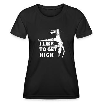 Circus Graphic I Like To Get High Gifts - Frauen Funktions-T-Shirt - Schwarz - Vorne - AI Model Female 172 light (172cm)