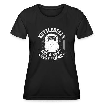 Gym Junkies Kettlebells Boy´s Friend Calisthenics - Frauen Funktions-T-Shirt - Schwarz - Vorne - AI Model Female 172 light (172cm)