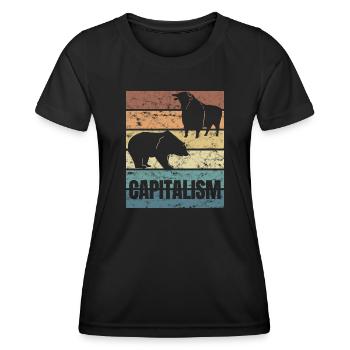 Capitalisme Bourse Marché boursier Actions baissières - T-shirt sport Femme - noir - Devant - AI Model Female 172 light (172cm)