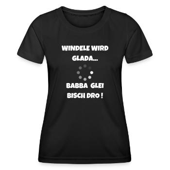 Windel wird geladen - Schwäbische Eltern - Frauen Funktions-T-Shirt - Schwarz - Vorne - AI Model Female 172 light (172cm)
