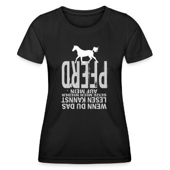 Pferd Lustiger Spruch Wenn du das Lesen Kannst - Frauen Funktions-T-Shirt - Schwarz - Vorne - AI Model Female 172 light (172cm)