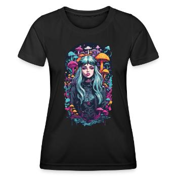 Magical Mushroom Woodland Psytrance Girl Design - Women's Functional T-Shirt - black - Front - AI Model Female 172 light (172cm)