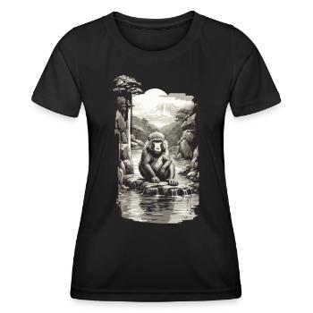 Singe japonais dans l’Art Vintage de source chaude - T-shirt sport Femme - noir - Devant - AI Model Female 172 light (172cm)