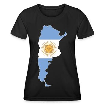 Argentinien Landkarte Flagge - Frauen Funktions-T-Shirt - Schwarz - Vorne - AI Model Female 172 light (172cm)