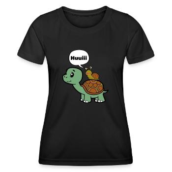 Lustige Schnecke auf Schildkröte - Frauen Funktions-T-Shirt - Schwarz - Vorne - AI Model Female 172 light (172cm)