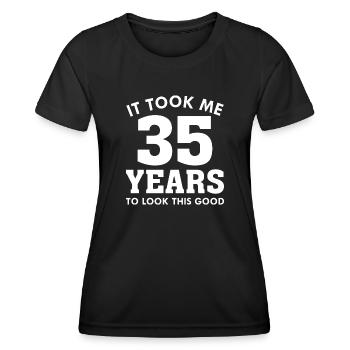 Il m’a fallu 35 ans pour être aussi belle - T-shirt sport Femme - noir - Devant - AI Model Female 172 light (172cm)