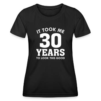 Il m’a fallu 30 ans pour être aussi beau - T-shirt sport Femme - noir - Devant - AI Model Female 172 light (172cm)