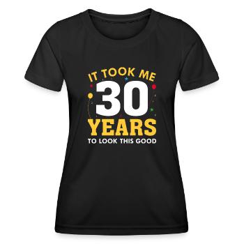 Il m’a fallu 30 ans pour être aussi beau - T-shirt sport Femme - noir - Devant - AI Model Female 172 light (172cm)