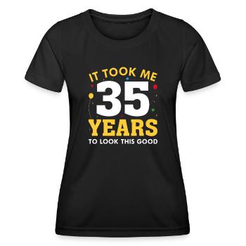 Il m’a fallu 35 ans pour être aussi belle - T-shirt sport Femme - noir - Devant - AI Model Female 172 light (172cm)