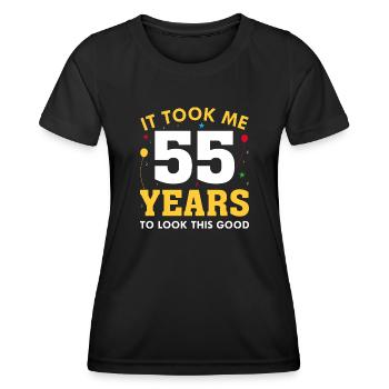 Il m’a fallu 55 ans pour être aussi belle - T-shirt sport Femme - noir - Devant - AI Model Female 172 light (172cm)