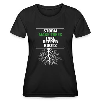 Bonsai Yamadori shohin "small tree" Nebari - Women's Functional T-Shirt - black - Front - AI Model Female 172 light (172cm)