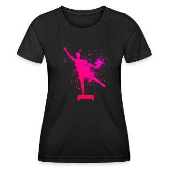 Fitnesstraining Aerobic Damen Aerobic Fitness - Frauen Funktions-T-Shirt - Schwarz - Vorne - AI Model Female 172 light (172cm)