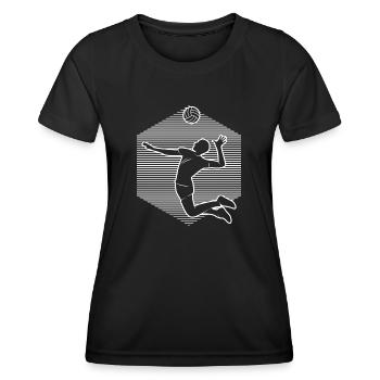 Beach Volley Herren Volleyballer Damen Volley - Frauen Funktions-T-Shirt - Schwarz - Vorne - AI Model Female 172 light (172cm)