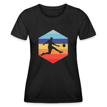 Damen Fussballspielen Fussballspieler Herren - Frauen Funktions-T-Shirt - Schwarz - Vorne - AI Model Female 172 light (172cm)