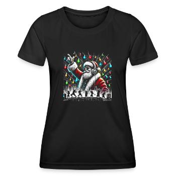 DJ Santa Claus Party Vibes – Fun Christmas Design - Women's Functional T-Shirt - black - Front - AI Model Female 172 light (172cm)