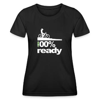 Ebike rider: '100% Ready' - Women's Functional T-Shirt - black - Front - AI Model Female 172 light (172cm)