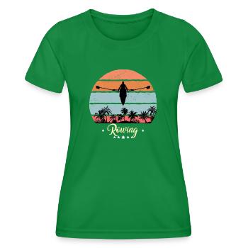 Kayak Rowing Vintage Retro Sunset Sports - Women's Functional T-Shirt - kelly green - Front - AI Model Female 172 dark (172cm)