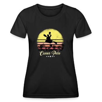 Kanu Polo Ruderer Vintage Retro Sonnenuntergang - Frauen Funktions-T-Shirt - Schwarz - Vorne - AI Model Female 172 light (172cm)