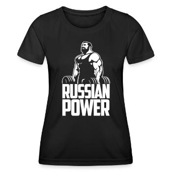 Russian Power Gym Fitness Russie Russe - T-shirt sport Femme - noir - Devant - AI Model Female 172 light (172cm)