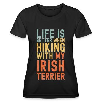 Irish Terrier Chien de randonnée rétro - T-shirt sport Femme - noir - Devant - AI Model Female 172 light (172cm)