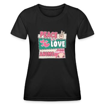 Peace Love Anime Japanese Anime Manga Gifts - Women's Functional T-Shirt - black - Front - AI Model Female 172 light (172cm)