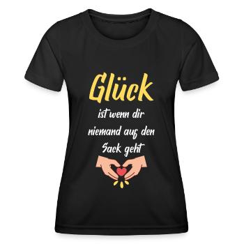Glück ist wenn dir niemand auf den Sack geht - Frauen Funktions-T-Shirt - Schwarz - Vorne - AI Model Female 172 light (172cm)