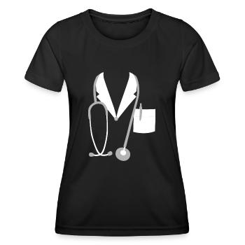 Stethoskop Medizin Arzt Doktor Praxis Berufswunsch - Frauen Funktions-T-Shirt - Schwarz - Vorne - AI Model Female 172 light (172cm)