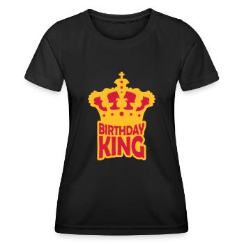 Birthday King Party Logo - Frauen Funktions-T-Shirt - Schwarz - Vorne - AI Model Female 172 light (172cm)