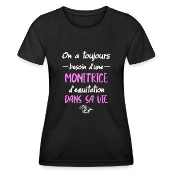 On a toujours besoin d'une monitrice d'équitation - T-shirt sport Femme - noir - Devant - AI Model Female 172 light (172cm)