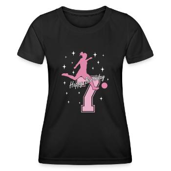 7. Geburtstag Fussball Fussballspielerin - Frauen Funktions-T-Shirt - Schwarz - Vorne - AI Model Female 172 light (172cm)