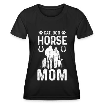 Chat Chien Cheval Maman - T-shirt sport Femme - noir - Devant - AI Model Female 172 light (172cm)