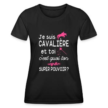 je suis cavalière / cadeau humour cavalière - T-shirt sport Femme - noir - Devant - AI Model Female 172 light (172cm)
