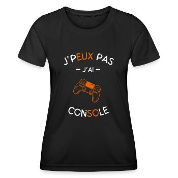 J peux pas j ai console - T-shirt sport Femme - noir - Devant - AI Model Female 172 light (172cm)
