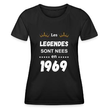 The legends were born in 1969 - Women's Functional T-Shirt - black - Front - AI Model Female 172 light (172cm)