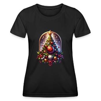Poinsettia arbre de Noël ciel étoilé - T-shirt sport Femme - noir - Devant - AI Model Female 172 light (172cm)