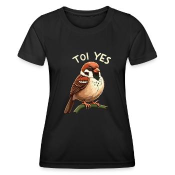 Du ja, Spatz - Frauen Funktions-T-Shirt - Schwarz - Vorne - AI Model Female 172 light (172cm)