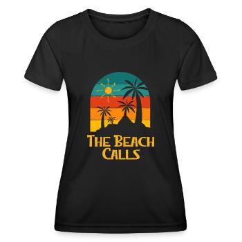 The Beach Calls Vacation Summer Tropical Ocean - Frauen Funktions-T-Shirt - Schwarz - Vorne - AI Model Female 172 light (172cm)